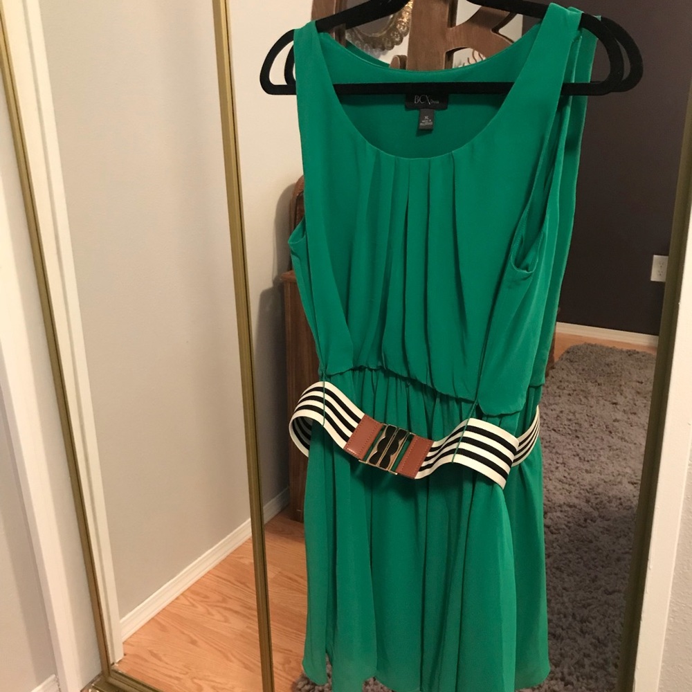Green dress with belt